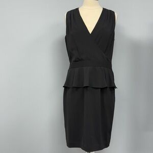 NWT Lauren Ralph Lauren Little Black Dress Women’s 14 Peplum Sheath Surplice LBD